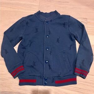 Navy Kids Snap Button Sweater with Lizard design